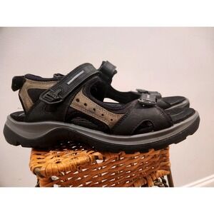 ECCO Yucatan‎ Women's Black Leather Outdoor Walking Hiking Sport Sandals Size 40
